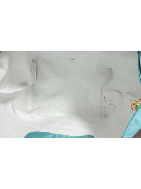 Longchamp Le Pliage Medium Tote Bag Blue Nylon Brown Leather Foldable bag - Picture 11 of 14